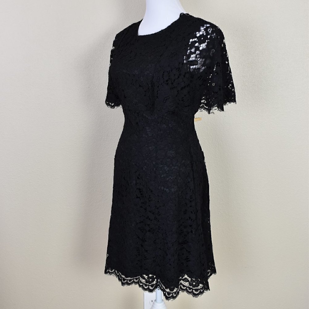 Vince Camuto Black Lace Cape Sleeve Dress 8 - Picture 3 of 8